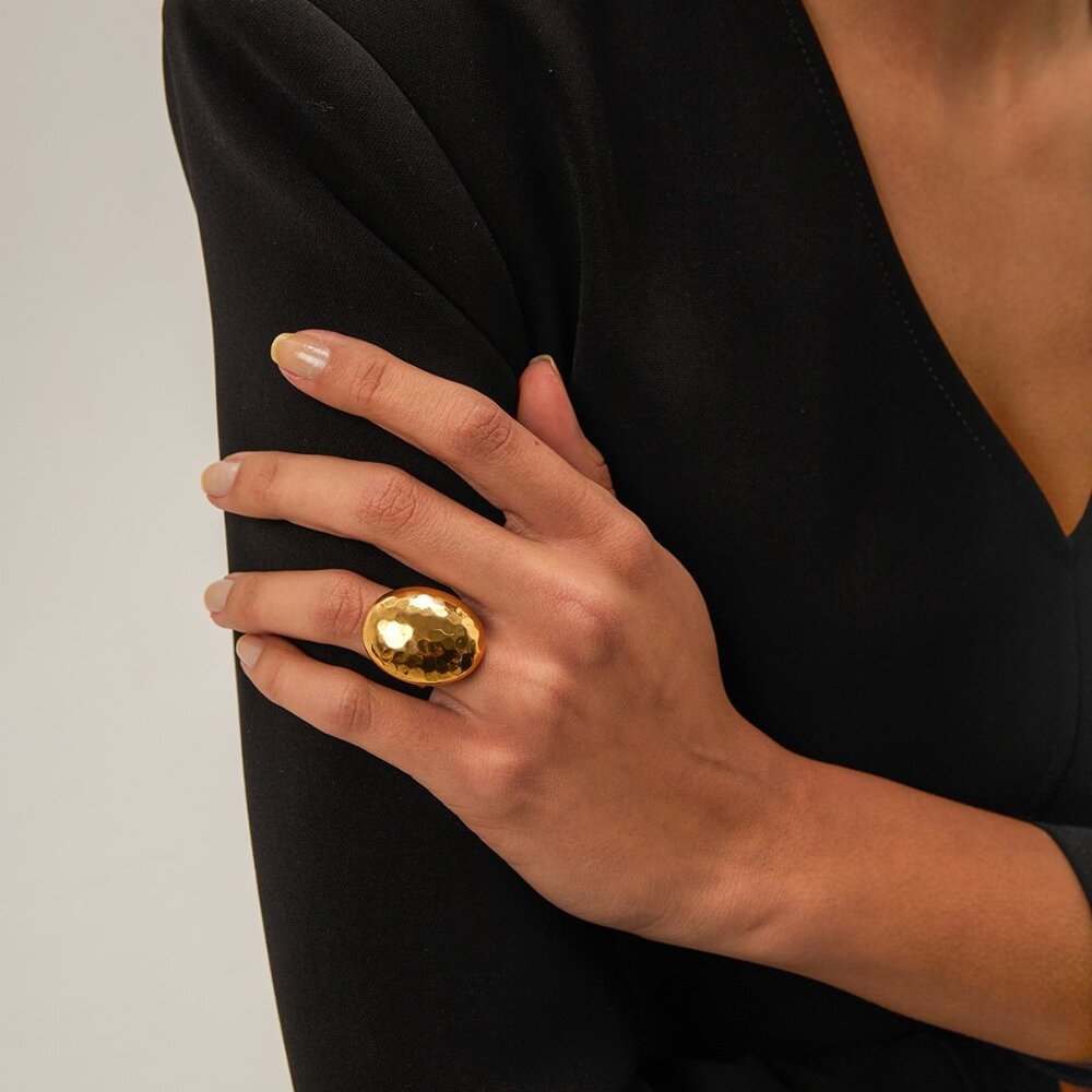 Adjustable Stainless Steel Open Rings, Modern Design, Color Gold - Picture 3 of 8